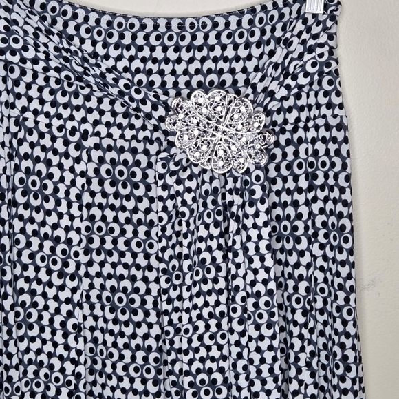 Lapis | Gray Black White Print Long Skirt with Matching Belt Size Small - Picture 2 of 5